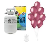 Disposable Helium Gas Canister - with 30 Vino Burgundy Balloons and Curling Ribbon - Helium Balloon Gas UK Filled Helium Cylinder