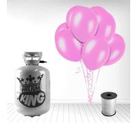 Disposable Helium Gas Cylinder with 30 Balloons and Curling Ribbon included (Crystal Pink, Single)