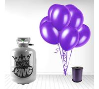 Disposable Helium Gas Cylinder with 30 Balloons and Curling Ribbon included (Deep Purple, Single)