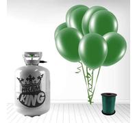 Disposable Helium Gas Cylinder with 30 Balloons and Curling Ribbon included (Forest Green, Single)