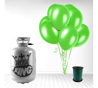 Disposable Helium Gas Cylinder with 30 Balloons and Curling Ribbon included (Lime Green, Single)