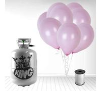 Disposable Helium Gas Cylinder with 30 Balloons and Curling Ribbon included (Pastel Baby Pink, Single)