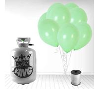 Disposable Helium Gas Cylinder with 30 Balloons and Curling Ribbon included (Pastel Mint Green, Single)