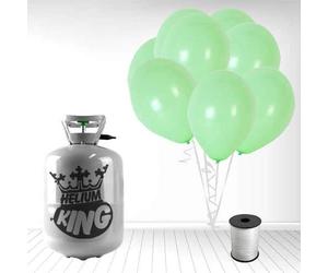 Disposable Helium Gas Cylinder with 30 Balloons and Curling Ribbon included (Pastel Mint Green, Single)