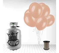 Disposable Helium Gas Cylinder with 30 Balloons and Curling Ribbon included (Rose Gold, Single)