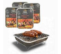 Disposable Instant BBQ Grill 2 & 4 Pack - Portable Charcoal Barbecue with Stand | Ideal for Garden Parties, Camping, Fishing, Picnics & Outdoor Events | Quick Lighting, No Mess, Easy to Use (4)