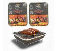 Disposable Instant BBQ Grill 2 & 4 Pack - Portable Charcoal Barbecue with Stand | Ideal for Garden Parties, Camping, Fishing, Picnics & Outdoor Events | Quick Lighting, No Mess, Easy to Use (2)