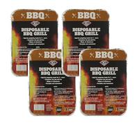 Disposable Instant BBQ Grill - 4-Pack | All-in-One Charcoal Trays with Easy Light | For 2-4 People | Perfect for Camping, Picnics, Garden BBQs & Outdoor Events | 27×22×5 cm