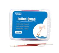 Disposable Iodine Cotton Swabs, 75 ct | Individually Sealed, Daily Skin Cleaning, First Aid, Travel & Camping, For Adults, Kids & Toddlers