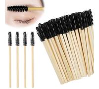 Disposable Lash Mascara Wands, 50PCS Bamboo Eyelash Mascara Brushes, Black Eyelash Spoolies eyebrow brush Makeup Kit, Eyelashes Extension Brush Applicator Mascaras Wands Cosmetic Makeup Tools