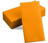 Disposable Linen-Feel Luminous Orange Napkins, 12" x 17" Cloth-Like Paper Dinner Napkins For Wedding, Bathroom, Party Or Event, 50 Pack