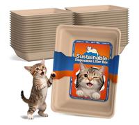 Disposable Litter Boxes for Cats 32-Pack: Leak-Proof & Odor Control Sustainable Tray for Kitty Foster Cats Indoor Travel 17.5'' x 13.6'' Litterbox Liner