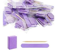 Disposable Manicure kit Individually Package, Mini Nail Buffer, Nail File, Wood Stick, Press on Nail Tool Kit for Salon Home (Purple, Count, 20, 80/100 Grit)