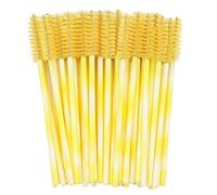 Disposable Mascara Wands Spoolie Brush Crystal Eyebrow Brushes Eyelash Extension Applicator Makeup Kits (Yellow)