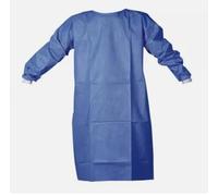 Disposable Medical Surgical Blue Gowns, Spunbund Fabric, 40 GSM, Non-Sterile, Fluid-Resistant, Blue, Pack of 10 (Small)