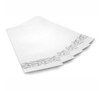 Disposable Napkins - 50Pcs Disposable Linen Texture Paper Napkins, 43 * 30cm White Dust-Free Serviettes, Silver Stripe Print, Highly Absorbent, Suitable for Wedding Parties and Christmas