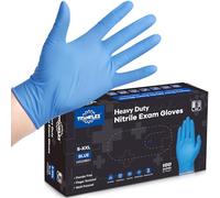 Disposable Nitrile Gloves, 6 mil, Heavy Duty Disposable Gloves, Medium Size, Powder Free, Blue, Cooking Gloves, Mechanic Gloves, Latex Free Gloves, Food Safe Rubber Gloves for Food Prep, 100-ct Box