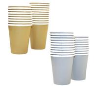 Disposable Paper Cups 250ml 40/Pack - Gold/Silver