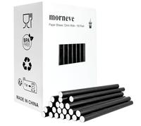 Disposable Paper Drinking Straws 12mm Extra Wide Straw for Bubble Tea Boba Smoothies Pearls Jumbo Milkshakes Slushies Thick Shakes Wedding Birthday Shower Party Supplies, Black 100 PCS