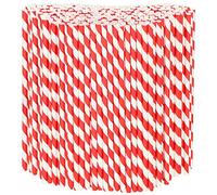 Disposable Paper Drinking Straws Bulk Pack of 1000, Red/White Striped, 19.7 x 0.6 cm - Environmentally Friendly Straws