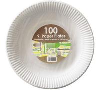 Disposable Paper Plates For Parties Outdoor Events White 9inch 23cm Pack Of 1000