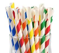 Disposable Paper Spoon Straws, Paper Scoop Straws for Slushy, Milkshakes, 20 x 0.8 cm, 200 Pieces (Assorted Colors)