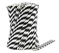Disposable Paper Straws, Pack of 1000 - for Restaurant, Home, Party, 19.7 x 0.6 cm - Black White Striped