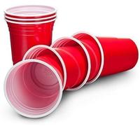 Disposable Party Cups, 16 oz, Ruby Apple Red, Pack of 50