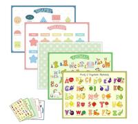 Disposable Placemats for Baby, Baby Placemats for Restaurants, Kids Placemats for Dining Table,Sticky Placemats for Toddlers Disposable Animal/Fruit Alphabet/Star/Shape 40Pcs Pack 12 * 16 Inch