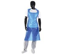 Disposable Plastic Aprons Polythene Eco Flat Pack Waterproof Aprons - Pack of 100 (Blue)
