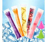 Disposable Popsicles Moulds Bags with Silicone Funnels, BPA-Free Leakproof Freezer Pouches, DIY Ice Pop Bags, for Yogurt, Juice & Fruit Smoothies, Snacks (200PCS)