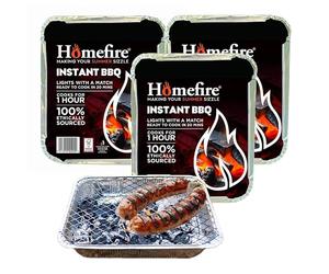 Disposable Portable BBQ Grill Tray - Pack of 3 Instant Light Charcoal Barbecues Grill Tray with Topline Card for Garden BBQs, Camping BBQ, Fishing or Picnic set