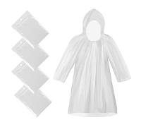 Disposable Rain Poncho, 4 Pack Waterproof Ponchos Adults One Size Clear Raincoat for Men - Plastic Rain Poncho with Drawstring Hood Family Pack - Emergency Poncho
