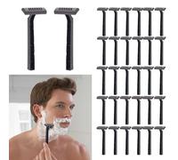 Disposable Razor, Safety Razor for Men, Disposable Razors with 2 Blades, Men's Safety Razor, for Medical, Everyday Uses and Travel, Black, 30 Pieces