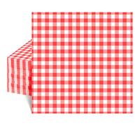 Disposable Red Gingham Paper Napkins, Gingham Napkin 40 Pcs 25x25cm, Red Napkins for BBQs, Disposable Paper for Parties, Cocktails, Afternoon Tea, Restaurants & Picnics