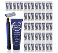 Disposable Shaving Razor Set, Individually Wrapped Manual Twin Blade Razors in Bulk Smooth Shaving Razors with Mini Shaving Cream Toiletries for Hotel Charity Camping Travel Homeless 30ml (60 Pack)