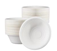 Disposable Small White 12oz/340ml Eco-Friendly Biodegradable Bowls - Pack of 100, Bagasse Compostable Bowls for Hot/Cold Food, Perfect for BBQ, Picnic, Parties and More