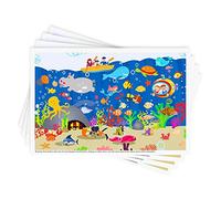 Disposable Stick-on Placemats 40 Pack for Baby & Kids, Restaurant Table Mats 12" x 18" Sticky Place Mats,Toddler Baby Placemat,Seabed Scuba Theme