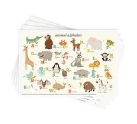 Disposable Stick-on Placemats 40 Pack for Baby & Kids, Restaurant Table Mats 12" x 18" Sticky Place Mats, Toddler Baby Placemat, Animal Alphabet Theme