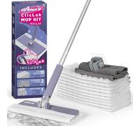 Disposable Sweeper Dust Mop, No-Touch Attach & Remove Cloth Instantly, Compatible with Swiffer Pads, Clamp Clip Mop for Kitchen House, Dorm, Classroom Wood Hardwood Floor Wall Cleaning(50'')