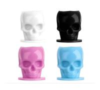 Disposable Tattoo Ink Cups - Skull Tattoo Pigment Caps, 50Pcs Skull Shaped Permanent Makeup Microblading Pigment Holder Caps with Stable Base for Tattoo Artists and Cosmetic Procedures - (Black)