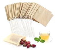 Disposable Tea Filter Bags - 7x8cm Small Empty Paper Unbleached Biodegradable Pouches with Drawstring for Loose Tea, Coffee Grounds, DIY Herbal Tea Bags (Original Color, 100PCS)