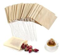 Disposable Tea Filter Bags - 7x9cm Small Empty Paper Unbleached Biodegradable Pouches with Drawstring for Loose Tea, Coffee Grounds, DIY Herbal Tea Bags (Original Color, 100PCS), Tea Bags Empty