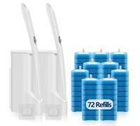 Disposable Toilet Bowl Brush and Holder, Toilet Cleaning System-2 Toilet Bowl Wand, 2 Storage Caddy&72 Toilet Brush Refills for Effective Deep Scrub Toilet, Wall-Mount Toilet Brush, 2 Pack.
