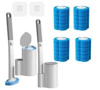 Disposable Toilet Brush 2 Pack, Toilet Brush and Holder Set with 24 Cleaner Refills and Extended Handle for Toilet Bowl Cleaners,Bathroom Cleaning,Sink,Bathtub,Floor - Blue (Ocean Fresh Scent)