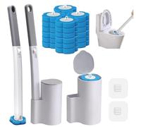 Disposable Toilet Brush 2Pack with 24 Refill Sponges, Wall Mounted Toilet Cleaning Wand System with Holder for Bathroom, Sink, Bathtub, and Floor Cleaning