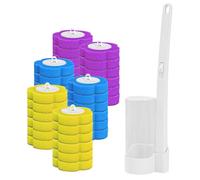 Disposable Toilet Brush, 36 Pcs Toilet Brush Replacement Head with Handle, Hygienic Cleaning System for Toilet, Sink, Bathtub, Wash Basin, Home Bathroom Kitchen (White brush + 3 Scents)