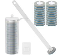 Disposable Toilet Brush and Holder Set With 18 Cleaner Refills, Sponge Brush Head with Cleaning Factor, Toilet Wand Kit for Toilet Bowl Cleaners, Bathroom Cleaning, Sink, Bathtub, Floor (Transparent)