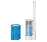 Disposable Toilet Brush, Disposable Toilet Cleaning System with 12PCS Brush Refills, Wall Mounted Toilet Wand Kit for Bathroom Sink Bathtub Wash Basin (White)