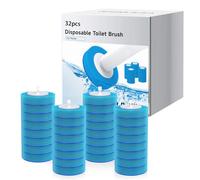 Disposable Toilet Brush Heads - 32 Pieces, Redagod for HK-055 Model, Blue Sponge Cleaning Pads, Environmentally Friendly and Hygienic, Easy to Replace